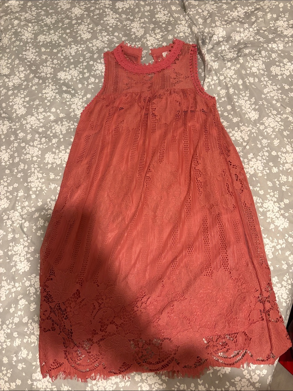 No Boundaries Coral Lace Sleeveless Dress
